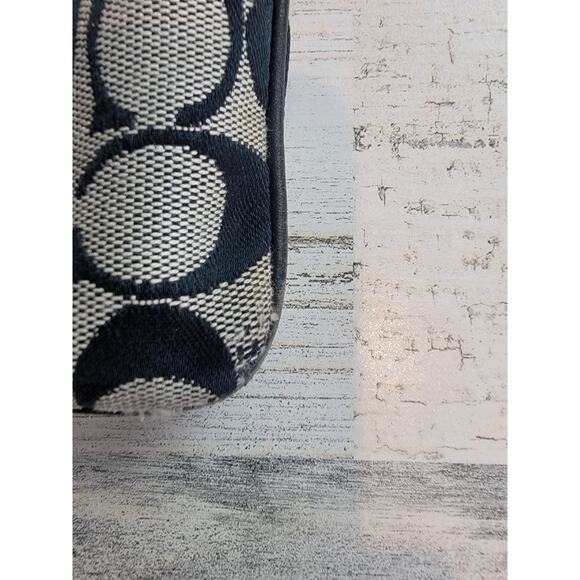 Coach Signature Jacquard CC Crossbody Bag Leather Accents Leaf Zipper Pull - Picture 6 of 10